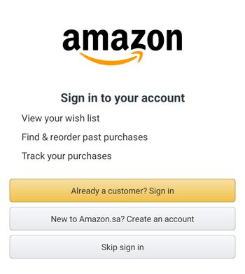 Choose an option for signing in