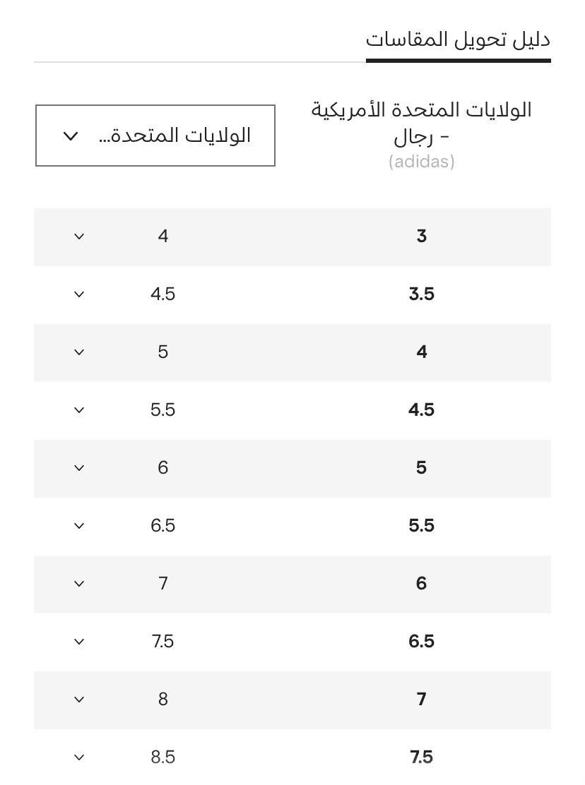 دليل مقاسات فارفيتش للأحذية الرجالية والنسائية