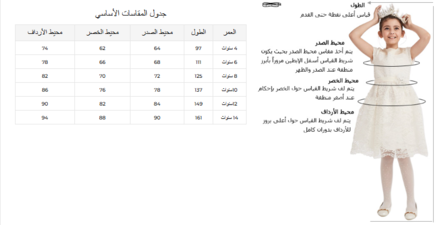 دليل قياسات ريفا للبنات